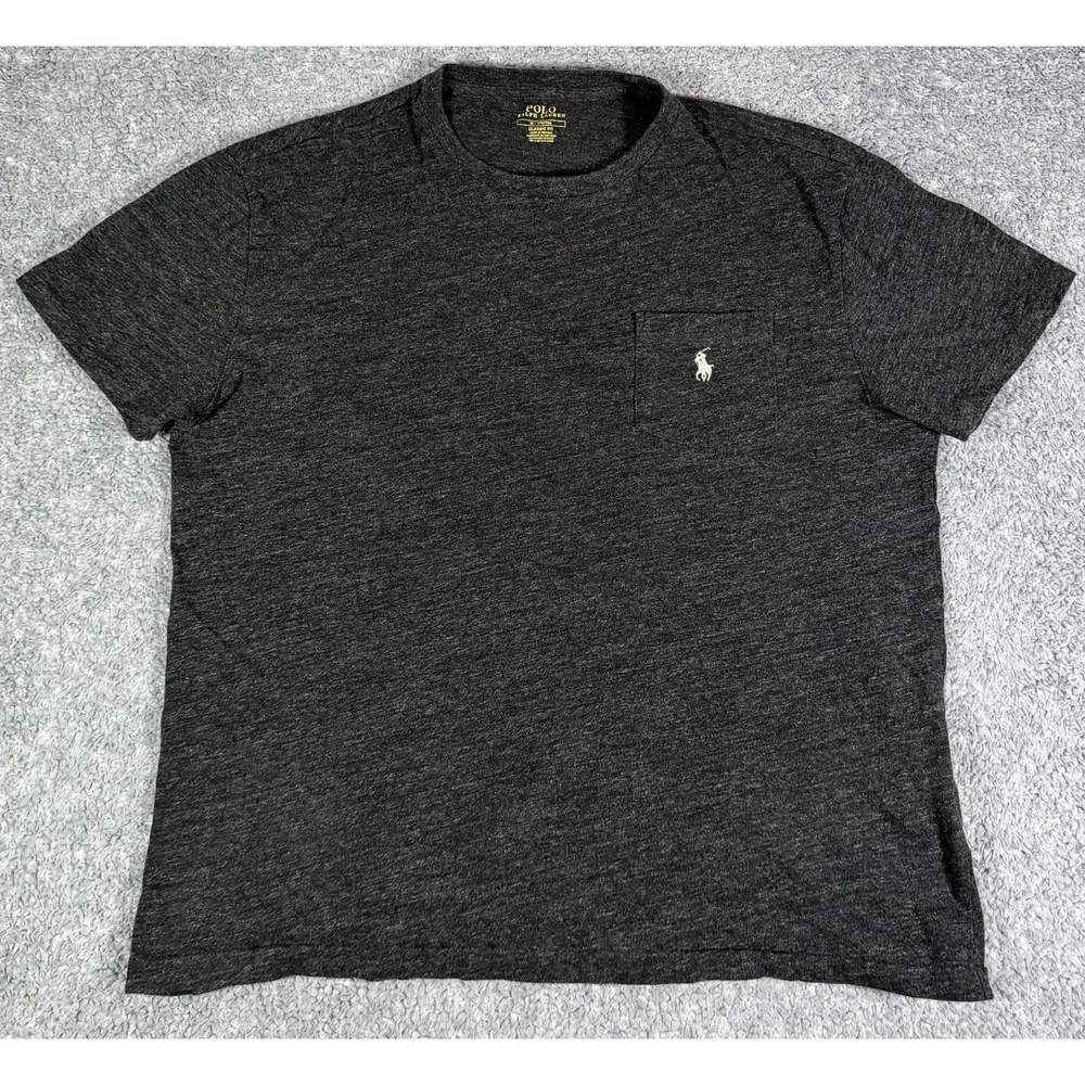 Polo Ralph Lauren Mens Classic Fit Pocket T-Shirt Charcoal Gray Heather Medium